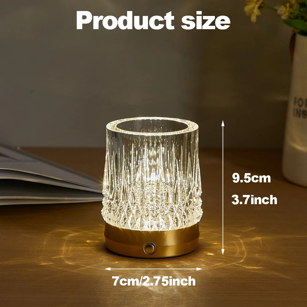 Rechargeable Crystal RGB Table Lamp – Color-Changing Ambient Mood Light