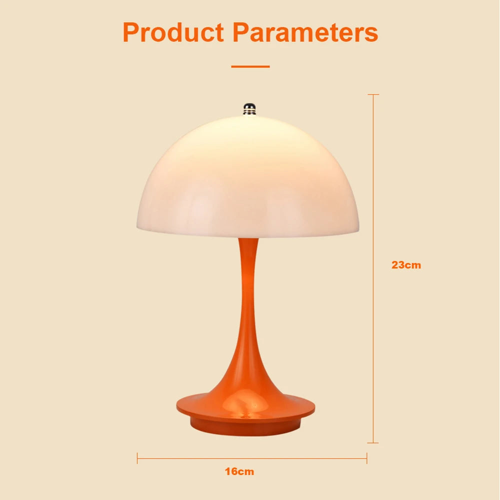 Dimmable LED Mushroom Table Lamp – USB Rechargeable Light