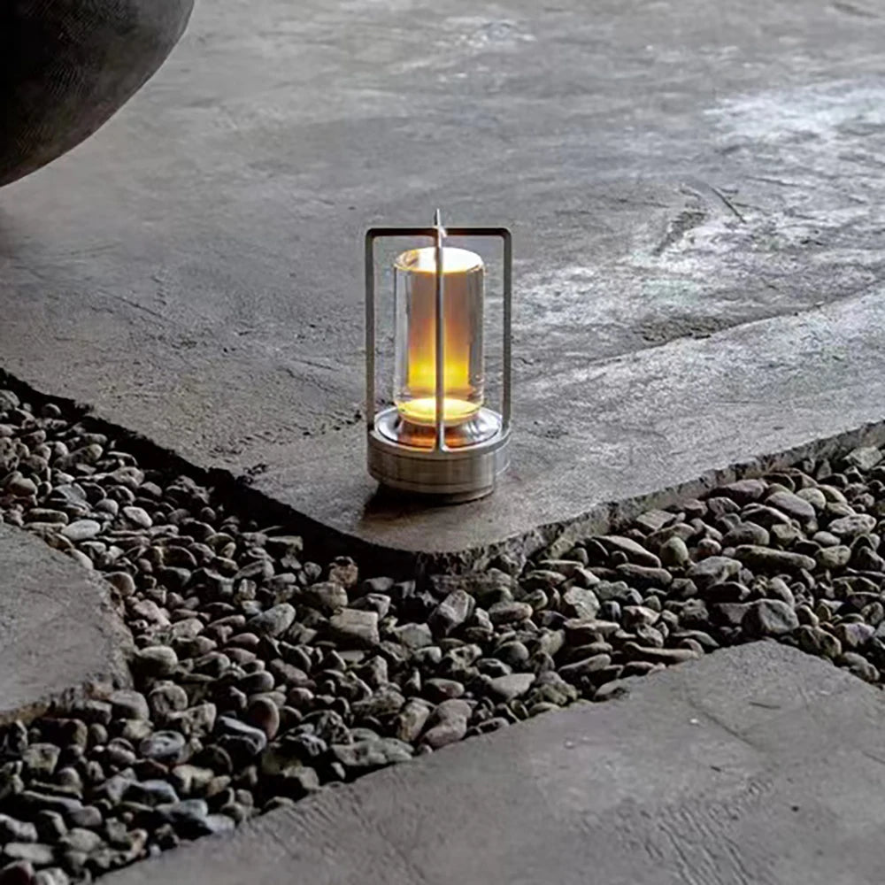 Industrial Lantern LED Table Lamp – USB Rechargeable with Touch Control