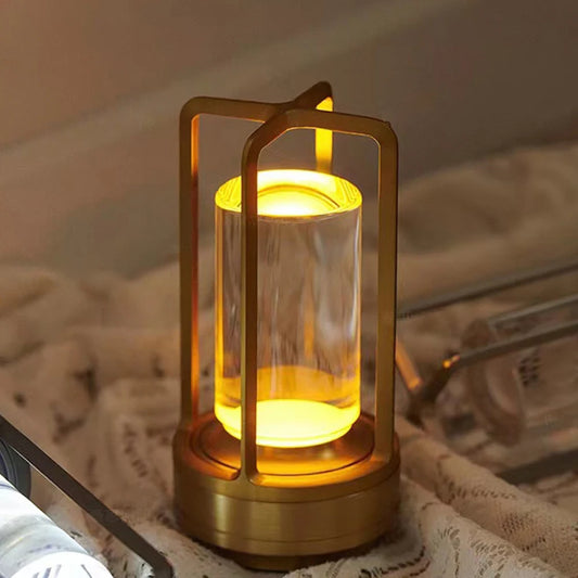 Industrial Lantern LED Table Lamp – USB Rechargeable with Touch Control